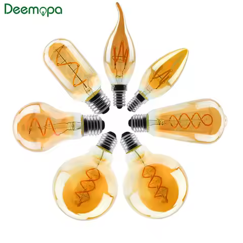 Retro LED Spiral Filament Light Bulb E14 E27 4W 2200K 220V-240V C35 A60 T45 ST64 T185 T225 G80 G95 G