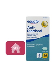 Equate Anti-Diarrheal - Loperamide - 2 mg, 24 Caplets + STS Sticker.