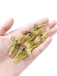 10 Piezas Señuelos Artificiales De Camarones Luminosos De Silicona, Simulación De Langostino Suave Con Anzuelos Wobbler De Carpa Para Aparejos De Pesca De Carpa