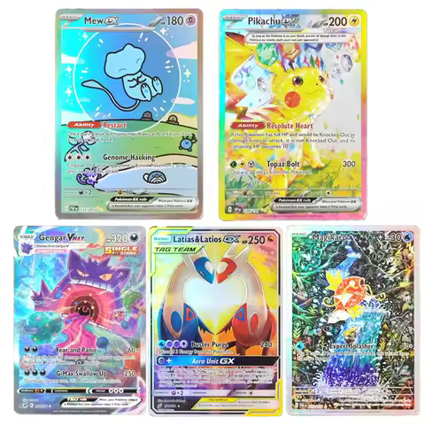 DIY Poemon Collection Card Foil Proxy English Gengari Rayquaza Vmax Giratian Lugia V Mew Latias Lati
