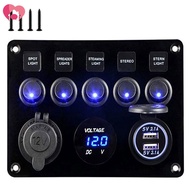 5 Gang Rocker Switch Panel Waterproof Marine Ignition Switch Panel 12V/24V LED Rocker Switch SHOPSKC