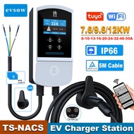 evsow TS-NACS EV Charger 12KW 50A Electric Vehicle Charger Station With APP Control 7.6KW NACS EVSE 