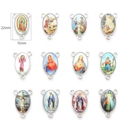 【20pcs】Liontin Religius Jesus & Bunda Maria | Charm 3 Lubang | Aksesoris DIY Jewelry | Zinc Alloy