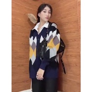 Sweater CARDIGAN OVERSIZE DAMBI ARGYLE Knit CARDIGAN KOREA PREMIUM HNO