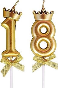 18th Birthday Candles, Birthday Candle 18 Number Candle 18 with Crown, Women Men 50th Birthday Decor