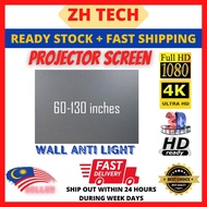 Projector Screen Wall Anti Light 16:9 4K 3D HD 60 -130 Inch Portable Grey Foldable Kain Metal TV Fra