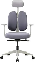 ERGOWORKS Duorest Gold Renewal Ergonomic Chair for Office and Home Use, Patented Design Dual Backrest Support, D2500G, Grey Cushion with White Frame