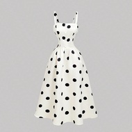 Women Elegant Vintage Polka Dot Strap Midi Dress,Back To School,Country Concert Outfit,Homecoming,Bo