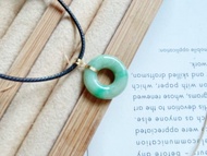 18K純金 天然緬甸A貨翡翠陽綠平安扣 吊墜