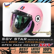 TOPI KELEDAR SGV STAR HELMET W/EYE SHIELD PASTEL PINK SIZE: L 60CM (SIRIM CERTIFICATE) & BIKKO/SGV/ 