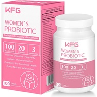 KFG Women's Probiotic, 100 Billion CFUs, 20 Strains, with Organic Prebiotics+Cranberry & D-Mannose, 