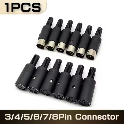 1PCS Male/Female DIN Plug Socket Connector 3/4/5/6/7/8 PIN Chassis Cable Mount plug