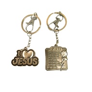 Christian Alloy Metal Keychain – “I Love Jesus” / “God Designed Me” Faith Keyring (Rust-Free, Pewter