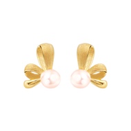 PRIMA ต่างหูทองคำ 99.9% ประดับไข่มุก Royal Ribbon Collection 165E1002-18