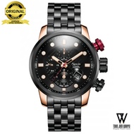 Alexandre Christie 6163 Chronograph Watch - Rosegold - Black Stainless Steel Bracelet