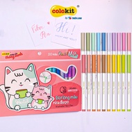Bút lông 20 màu Pastel Washable Fiber Pen Thiên Long Colokit SWM-C008 - màu rửa được - viết nét than