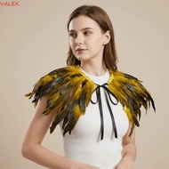 VALEX Feather Shawl, Adjustable Luxury Feather Shrug Shawl, Costume Punk Capes Gothic Shoulder Fake 