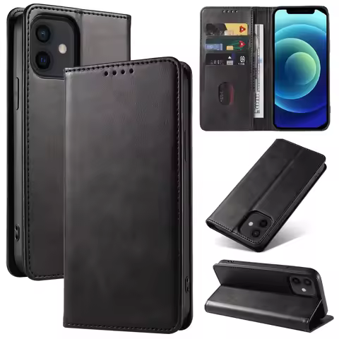 Magnetic Flip Leather Funda For iPhone 7 8 X XS XR 11 12 13 14 Plus Mini Pro Max Solid Color Wallet 