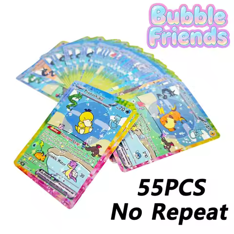 Shiny 55Pcs Cute DIY Card Proxy Pokemon My bubble friends Holographic Anime Version Classical Collec