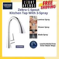Grohe Zebra C-Spout Kitchen Tap With Triple Spray 32 294 002