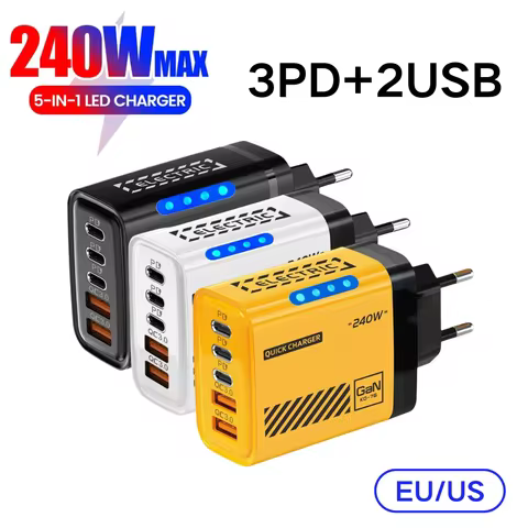 Total 240W GaN Fast Charging Chargers For Huawei Xiaomi iPhone Honor USB Type C Quick Charge Wall Ad
