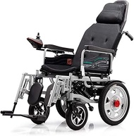 Luxurious and lightweight Cushion Foldable Electric Wheelchairs With Head Rest Portable Power Wheel Chair Mobility Scooter Pedal Adjustable (Color : Grey, Size : 12A)