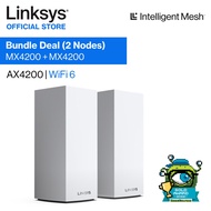 [Bundle Deal - 2 Nodes] Linksys Velop AX4200 Tri-Band WiFi 6 Mesh Router (1 Pack, MX4200) x2, Tri-Band AX Router, HomeKit-Enabled Wi-Fi Router, Mesh WiFi 6 Router, MX4200-AH+MX4200-AH