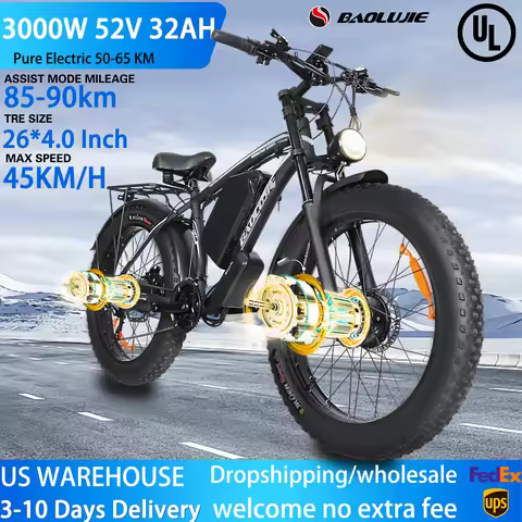 Electric Bike 3000W/2000W Dual Motor Electric Dirt Bike 52V/48V Removable Battery Electric Bicycle f