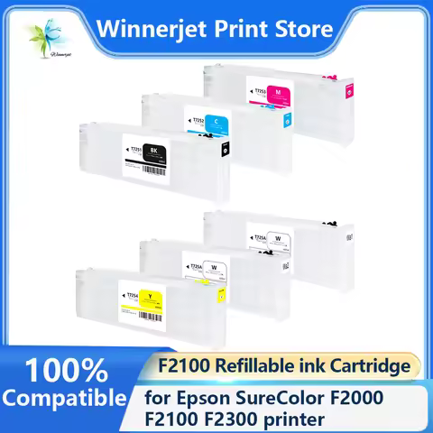 Winnerjet T7251-T725A Refillable Ink Cartridge With One Use Time Chip for Epson SureColor F2000 F210