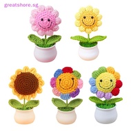 greatshore  1 Piece Creative Artificial Flowers Cute Crochet SunFlower Pots Knitted Flower Graduatio