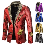 Men Shiny Sequin Blazer Jacket Stylish Tuxedo Suit Jackets for Party Dinner Prom Holiday New Years C