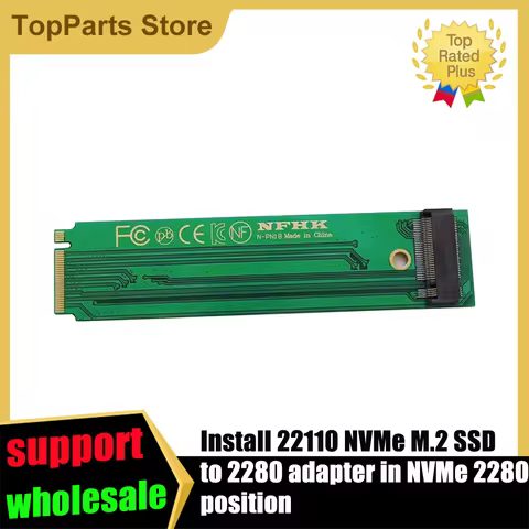 Install 22110 NVMe M.2 SSD to 2280 adapter in NVMe 2280 position