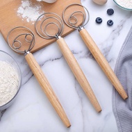 43cm Oak Handle Coil Powder Beater whisk Japanese Flour Beater Nordic Manual Coil Flour Mixer