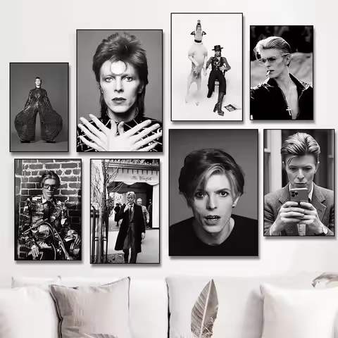 Black and White David Singer B-Bowie Photography Canvas Painting Print Vintage Photos Man Smoke Post