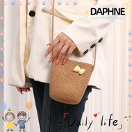 DAPHNE Straw Bag, Bow Zipper Crossbody Bag, Lovely Handmade Woven Flower Messenger Bag Children