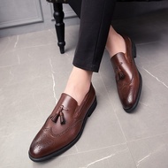 {Chaopu shoes} Big Size 38-48 Men Brogue British Oxford Dress Shoes Male Gentleman PU Leather Footwear Flats Tassel Men Loafers 2020