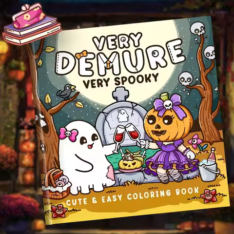 Pooky Moments Halloween Coloring Book for Girls & Adults - Cute & Spooky Ghosts, Pumpkins, Bats & Wi