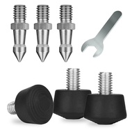 6 Pcs Tripod Spike Feet 3/8-16 Thread Rubber Feet Universal Anti-Slip & Stainless Steel Spike Tripod