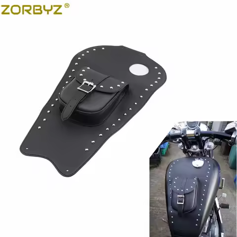 ZORBYZ Motorcycle Black Artificial Leather Tank Cap Panel Cover Pad Bag For Honda Shadow VT1100C C1 