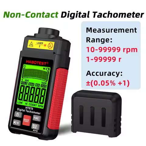HT670 Digital Speed Tachometer 2.5-99999RPM Non-contact High Accuracy RPM Tachometer for Motor Engin