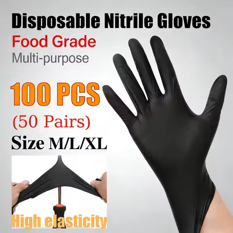 100PCS Black vinyl Nitrile Gloves Disposable Powder & Latex Free Kitchen Gloves Women Beauty Salon C