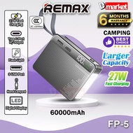 【3C Certified】Remax FP-5 60000mAh Powerbank 27W Fast Charging Power Bank Camping Pawer Bank Remax Po