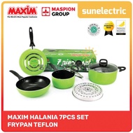 WAJIB PUNYA MAXIM NEW HALANIA 7 PCS SET PANCI WAJAN PENGGORENGAN WOK TEFLON ANTI LENGKET + SARANGAN