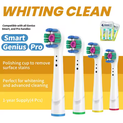 Tooth Brush Heads Compatible with Oral B Genius Smart Pro Series MultiplePacks 1 Year Supply Polishi