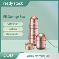 Pill Storage Box, 2 Times A Day, Weekly Am Pm Pill Box, Large Capacity 7-Day aluminum alloy Pill Box