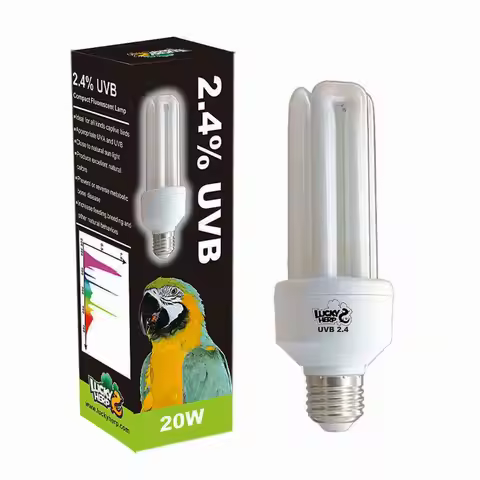 Lucky Herp 2.4% UVB Bird Lamp 20W Full Spectrum Sun Bulb, High CRI 85.6 for Parrots Cockatiels, Prev