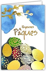 AFIE 62-1023 Happy Easter Card in Shiny Gold with Envelope 12 x 17.5 cm - Illustration Colourful Bir