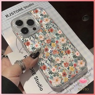 Floral Case for iPhone 16 15 14 11 Pro Max 12 13 Mini XR 7 8 Plus Shockproof Cover Screen Protector 