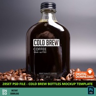 28Set PSD Files - Cold Brew Bottle Mockup Template Files | Photoshop Editable Glass Bottle Mockup Te