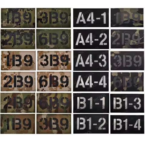 Call Sign Letter 1B9/2B9/3B9/6B9/A4-1/B1-1 Patches IR Infrared Reflective Patch for Clothing Backpac